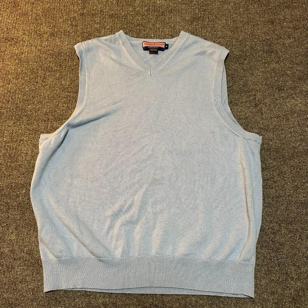 Vineyard Vines By Shep & Ian Men’s Blue Knit Sweater Vest Cotton Wool Blend M